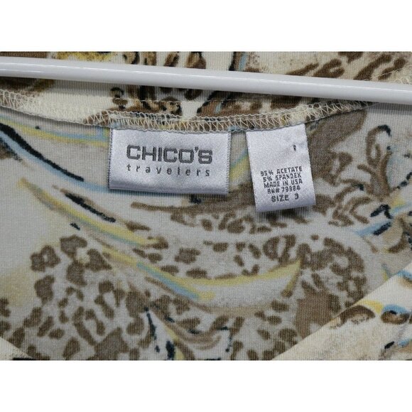 Chico’s Travelers Short Sleeve‎ Slinky Knit Pullover Top Blouse Size 3 Tan - Picture 4 of 8